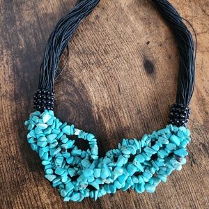 Turquoise and Black Beaded Necklace